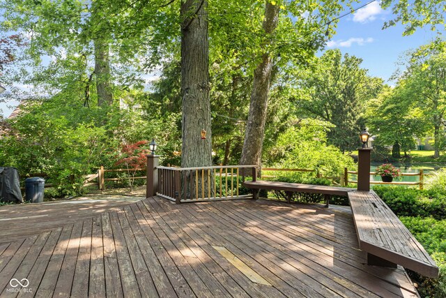 7630 Blain Way, Indianapolis, IN 46254 - wooden terrace featuring view of scattered trees
