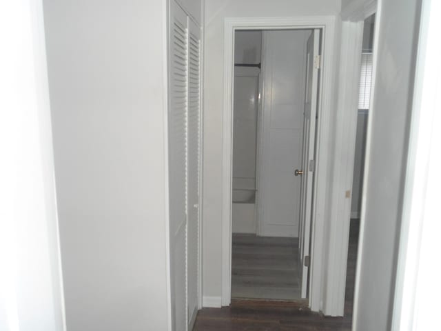 hall with dark wood-style floors