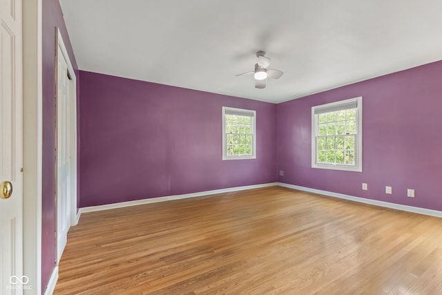 308 Hickory Hill Dr, Terre Haute, IN 47802 - spare room with a ceiling fan, light wood-style flooring, plenty of natural light, and baseboards
