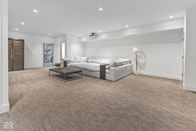 1818 N Pennsylvania St, Indianapolis, IN 46202 - living room featuring carpet floors, recessed lighting, and baseboards