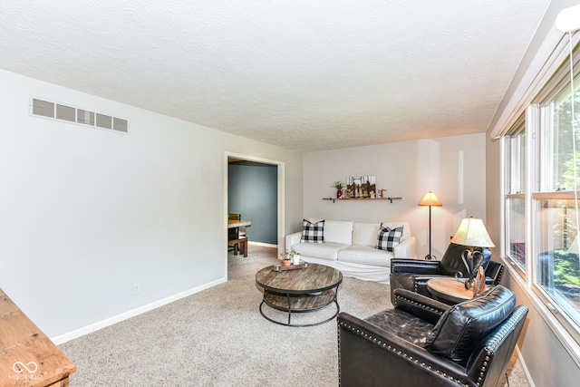 6580 Kings Ct, Avon, IN 46123 - carpeted living area featuring a textured ceiling and baseboards