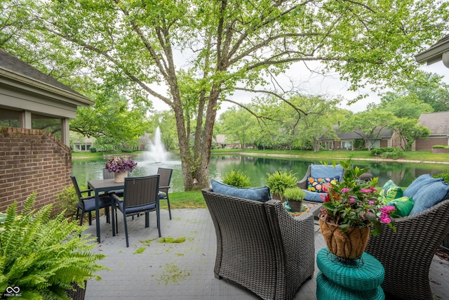 131 Olde Mill Bay, Indianapolis, IN 46260 - view of patio / terrace featuring a water view and outdoor dining area