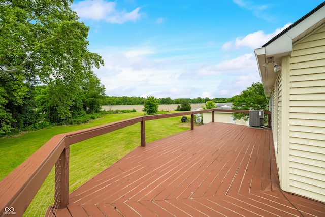 5439 E Kinderhook Rd, Scottsburg, IN 47170 - wooden terrace featuring a yard and central AC unit