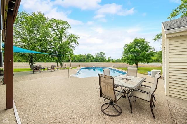 5439 E Kinderhook Rd, Scottsburg, IN 47170 - outdoor pool with a patio area, outdoor dining area, and central AC