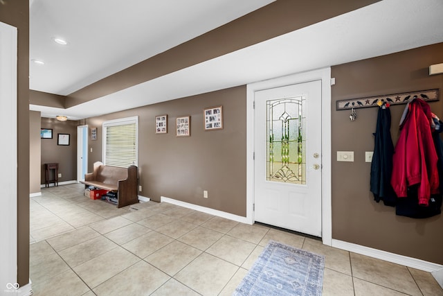 5439 E Kinderhook Rd, Scottsburg, IN 47170 - entryway with light tile patterned flooring, baseboards, and recessed lighting