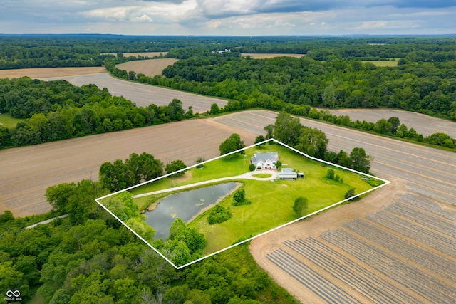 5439 E Kinderhook Rd, Scottsburg, IN 47170 - overview of rural landscape featuring property parcel outlined and a nearby body of water