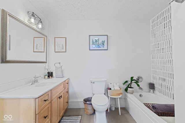 245 S Washington St, Danville, IN 46122 - bathroom featuring toilet, vanity, tile patterned flooring, and a textured ceiling