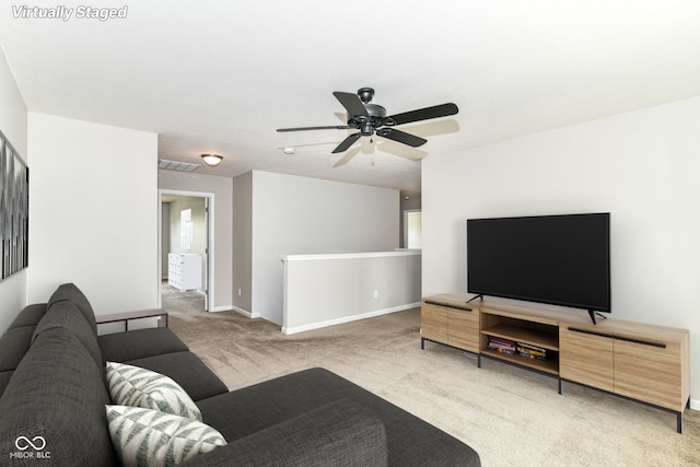 4650 Blue Marlin Way, Indianapolis, IN 46239 - living room featuring light carpet and ceiling fan