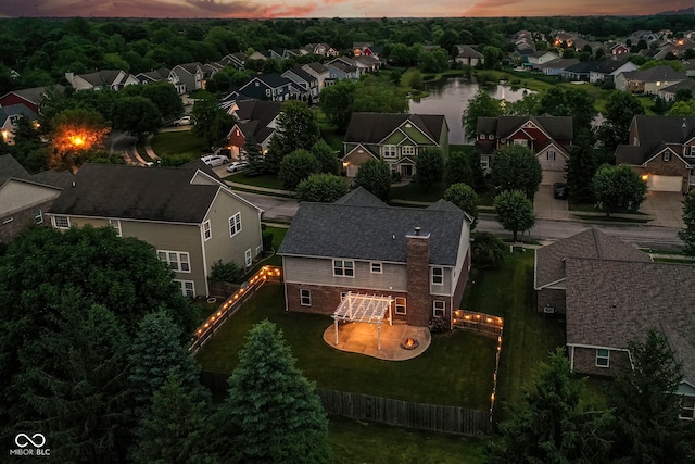 4650 Blue Marlin Way, Indianapolis, IN 46239 - aerial view at dusk of a residential view and a water view