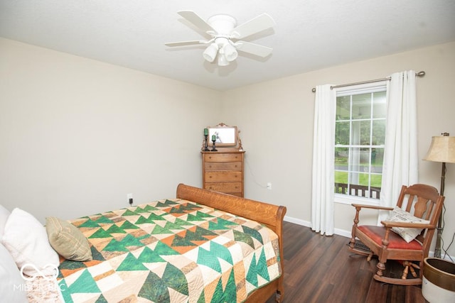 845 S Bay, North Vernon, IN 47265 - bedroom featuring dark wood-style floors, baseboards, and a ceiling fan