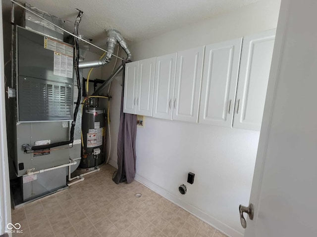 11070 Long Lake Ln, Fishers, IN 46037 - laundry area featuring cabinet space, water heater, heating unit, and baseboards
