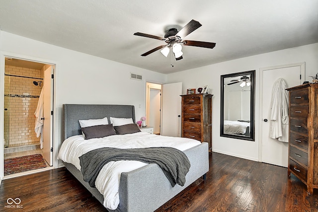 1548 N Park Ave, Indianapolis, IN 46202 - bedroom featuring wood finished floors, ensuite bathroom, and ceiling fan
