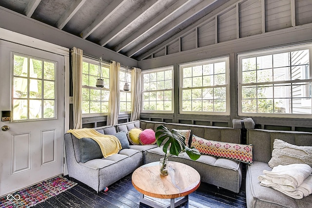 1548 N Park Ave, Indianapolis, IN 46202 - sunroom with lofted ceiling, healthy amount of natural light, and outdoor lounge area