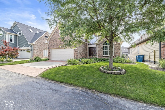 11244 Blackwalnut Pt, Indianapolis, IN 46236 - view of front of property with driveway, a front yard, brick siding, and a garage