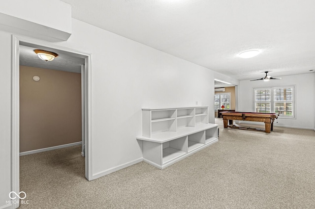 11244 Blackwalnut Pt, Indianapolis, IN 46236 - recreation room featuring billiards, carpet floors, and a ceiling fan