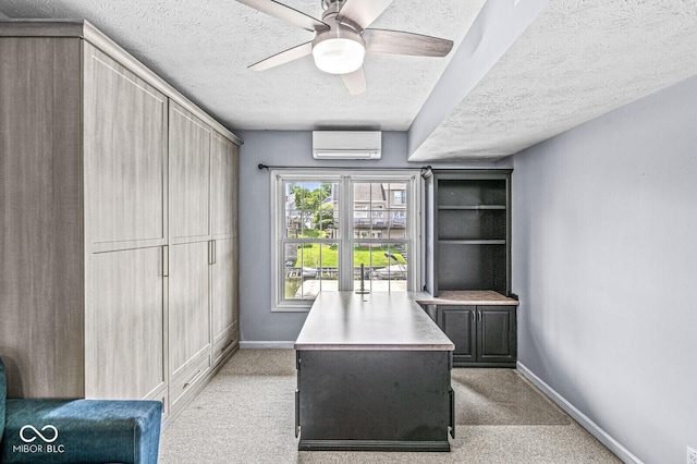 11244 Blackwalnut Pt, Indianapolis, IN 46236 - unfurnished office with a wall unit AC, a textured ceiling, ceiling fan, and light carpet