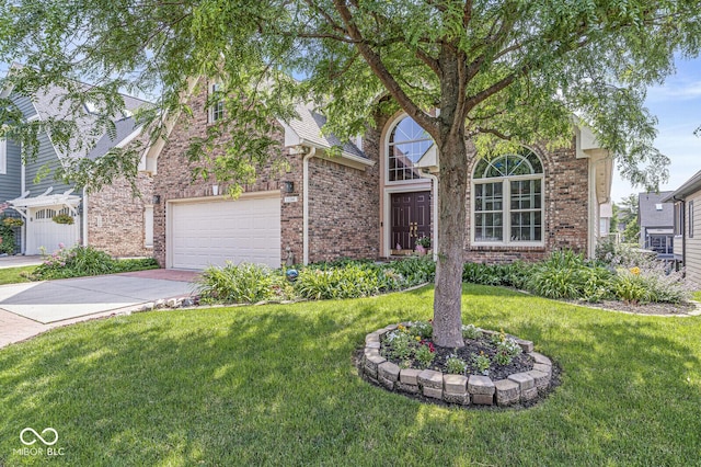 11244 Blackwalnut Pt, Indianapolis, IN 46236 - view of front facade featuring driveway, a front lawn, brick siding, and an attached garage