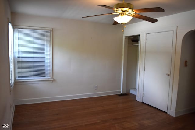 1641 Winton Ave, Speedway, IN 46224 - unfurnished bedroom featuring wood finished floors, baseboards, and ceiling fan
