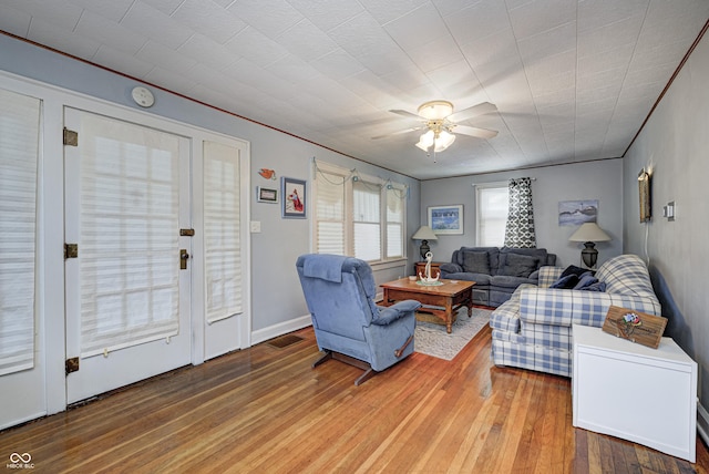 1641 Winton Ave, Speedway, IN 46224 - living room featuring hardwood / wood-style flooring and ceiling fan