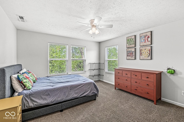 4642 Big Run Ct, Indianapolis, IN 46239 - carpeted bedroom featuring baseboards, a textured ceiling, and ceiling fan