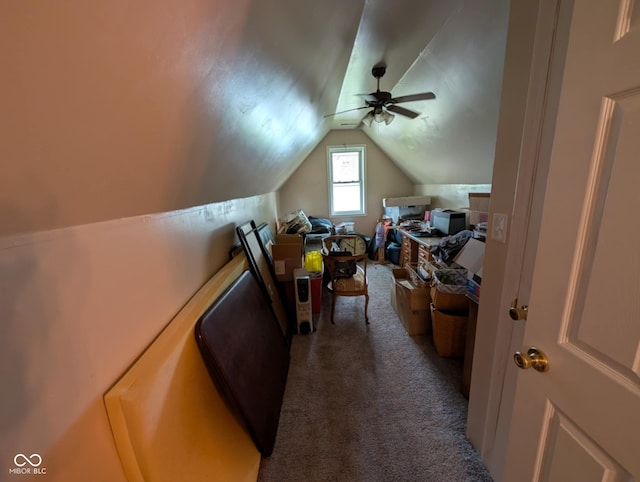 317 Washington St, Clay City, IN 47841 - additional living space with ceiling fan, carpet floors, and lofted ceiling