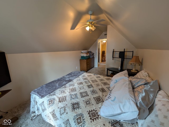 317 Washington St, Clay City, IN 47841 - bedroom with carpet floors, lofted ceiling, and a ceiling fan