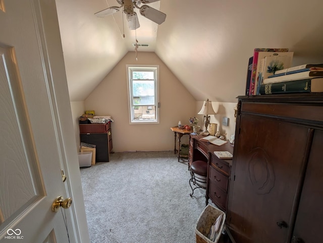 317 Washington St, Clay City, IN 47841 - carpeted office space featuring ceiling fan and vaulted ceiling