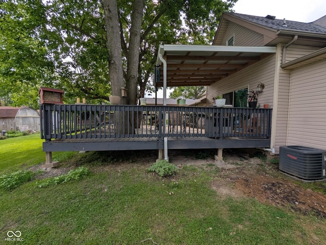 317 Washington St, Clay City, IN 47841 - wooden terrace with central AC and a yard