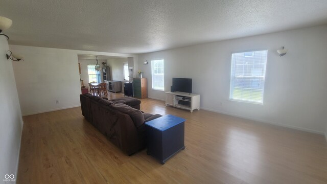 713 Driftwood Cir, Danville, IN 46122 - living area with light wood-type flooring, a textured ceiling, and baseboards