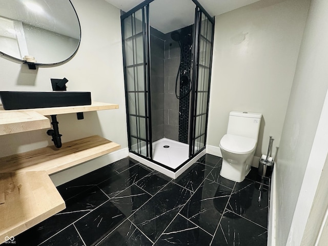 38 Hendricks Pl, Indianapolis, IN 46201 - full bathroom featuring a shower stall and marble finish flooring