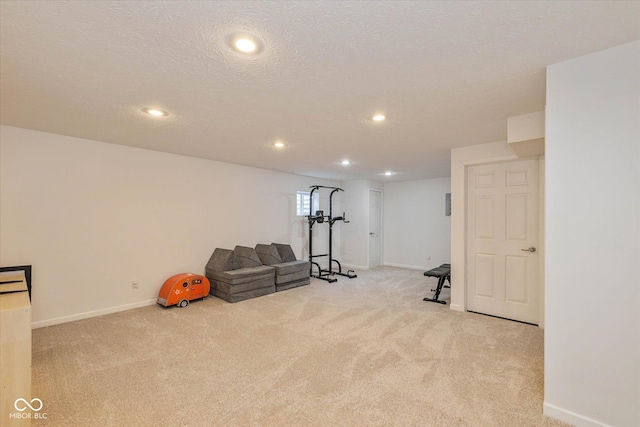 12772 Tram Ln, Carmel, IN 46032 - workout area featuring carpet, recessed lighting, and a textured ceiling