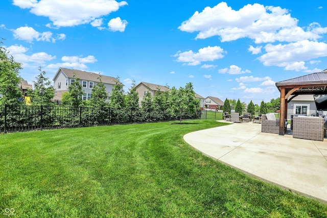 9716 Cimmaron Ave, Mccordsville, IN 46055 - view of yard with an outdoor hangout area, a gazebo, a patio, and a residential view