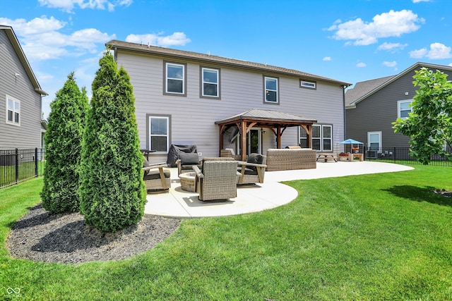 9716 Cimmaron Ave, Mccordsville, IN 46055 - back of property with an outdoor living space, a gazebo, and a patio area