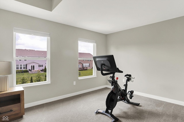 9716 Cimmaron Ave, Mccordsville, IN 46055 - workout room featuring baseboards and carpet