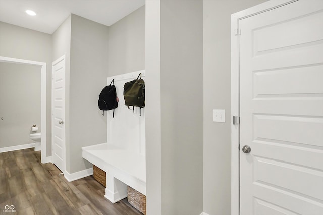 9716 Cimmaron Ave, Mccordsville, IN 46055 - mudroom with dark wood-style flooring, baseboards, and recessed lighting