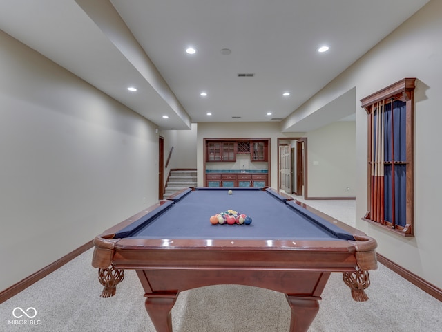20 Forrests Edge Ct, Indianapolis, IN 46227 - game room featuring carpet, recessed lighting, baseboards, and billiards