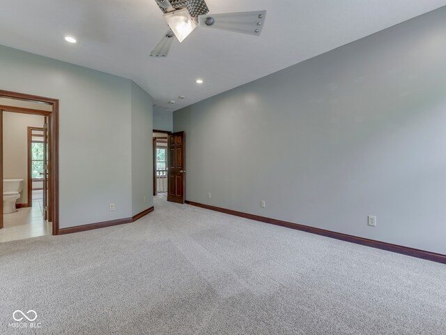 20 Forrests Edge Ct, Indianapolis, IN 46227 - unfurnished room featuring a ceiling fan, light carpet, baseboards, and recessed lighting