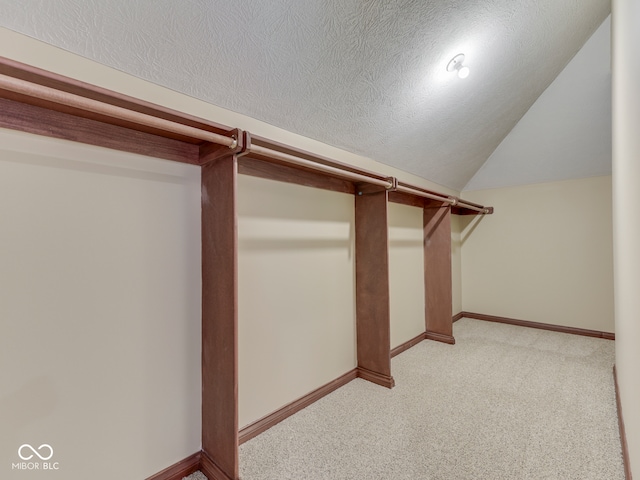20 Forrests Edge Ct, Indianapolis, IN 46227 - walk in closet featuring light carpet and vaulted ceiling