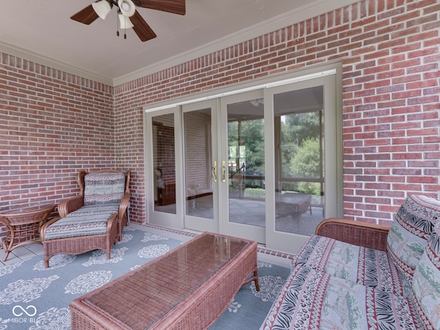 20 Forrests Edge Ct, Indianapolis, IN 46227 - view of patio with ceiling fan and french doors