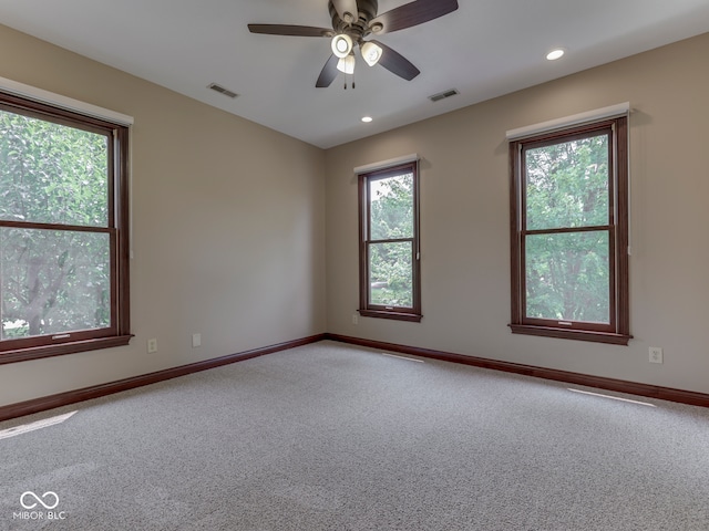 20 Forrests Edge Ct, Indianapolis, IN 46227 - unfurnished room featuring carpet flooring, baseboards, a ceiling fan, and recessed lighting