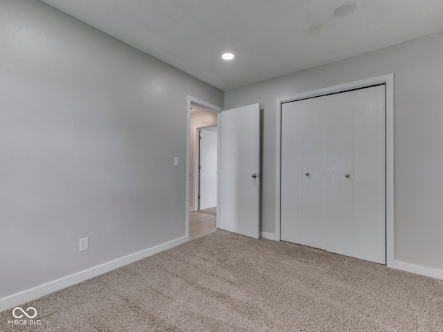 2756 Branigin Creek Blvd, Franklin, IN 46131 - unfurnished bedroom featuring carpet floors, baseboards, a closet, and recessed lighting