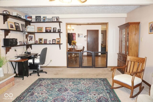 254 Bittersweet Dr, Whiteland, IN 46184 - carpeted office featuring baseboards and a textured ceiling
