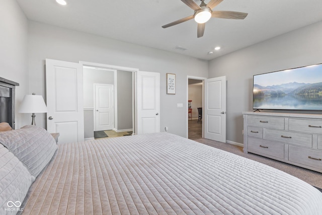 7834 Fairwood Blvd, Plainfield, IN 46168 - bedroom with baseboards, recessed lighting, carpet, and ceiling fan