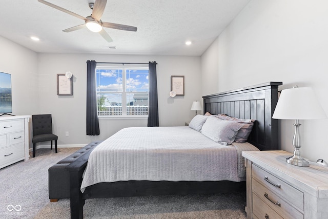 7834 Fairwood Blvd, Plainfield, IN 46168 - bedroom with light carpet, baseboards, recessed lighting, and a ceiling fan