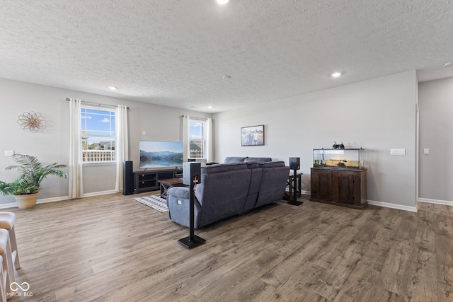 7834 Fairwood Blvd, Plainfield, IN 46168 - living area with a textured ceiling, wood finished floors, recessed lighting, and baseboards