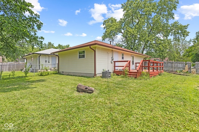 3898 S Randolph St, Indianapolis, IN 46227 - back of house with a deck and a fenced backyard