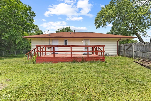 3898 S Randolph St, Indianapolis, IN 46227 - rear view of house featuring a fenced backyard and a wooden deck
