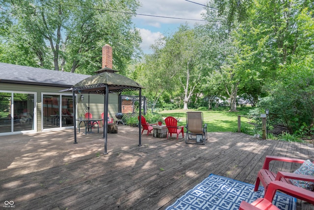 5315 Camden St, Indianapolis, IN 46227 - wooden deck with a gazebo and view of wooded area