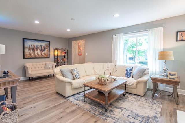 5315 Camden St, Indianapolis, IN 46227 - living area with light wood-type flooring, recessed lighting, and baseboards