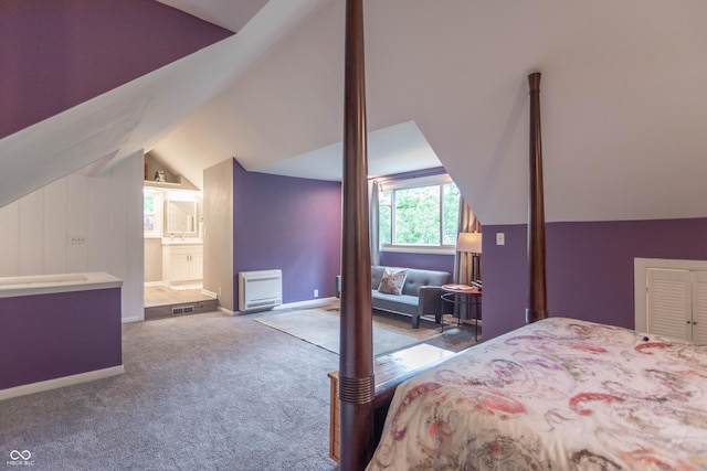5315 Camden St, Indianapolis, IN 46227 - carpeted bedroom featuring lofted ceiling, baseboards, and ensuite bathroom